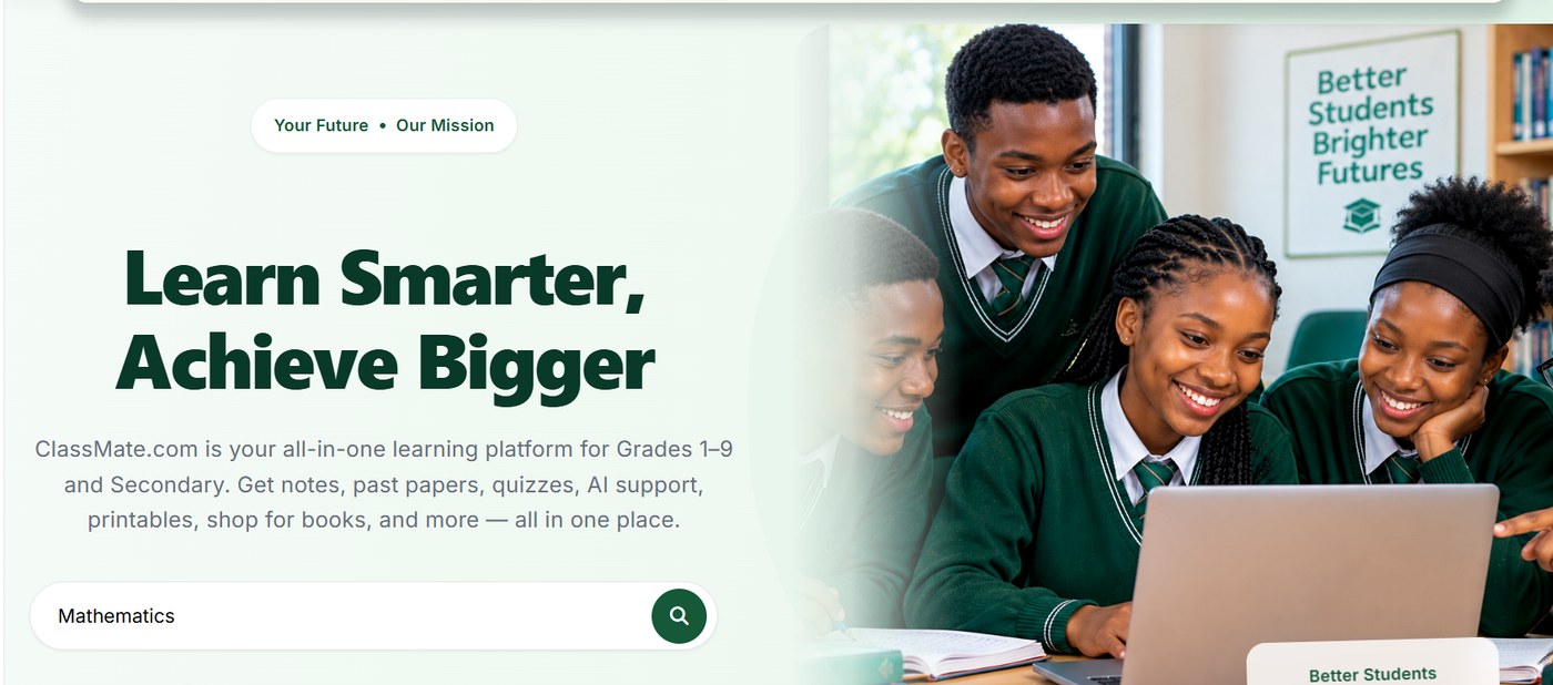 Screenshot of the Classmate learning platform homepage